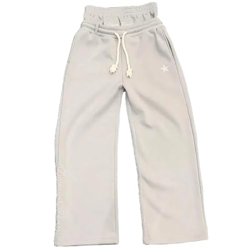 Herren Y2K Fake Zweiteilig Weites Bein Bestickte Jogginghose Kordelzug Doppelte Taille Lose Hip Hop Retro Hose Fitness Trainingshose (Grau,M) von Vagbalena