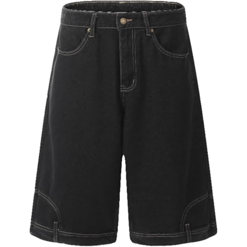Herrenmode Designer Inverted Loose Fit Vintage Denim Shorts Lose Hip Hop Weites Bein Casual Street Jeans mit Taschen (Schwarz,M) von Vagbalena