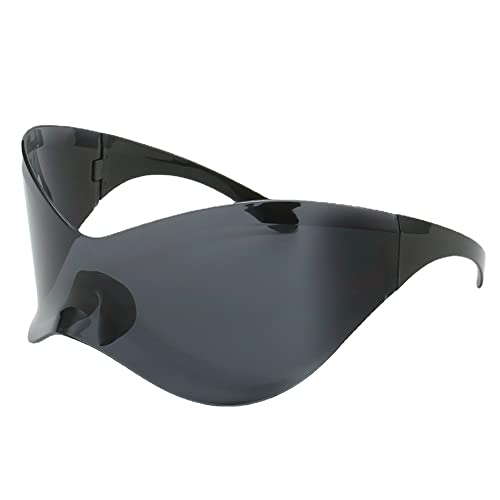 Männer und Frauen Sonnenbrille große Rahmen Sonnenbrille übergroße futuristische Sonnenbrille Wrap-around-Sonnenbrille quadratische Retro-Sonnenbrille Sport Cat-Eye-Brille (Schwarz,Eine Größe) von Vagbalena