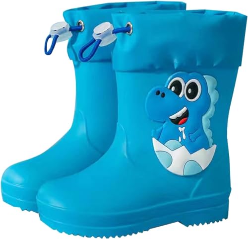 Vagbalena Bequeme bunte Regenstiefel für Kinder Cartoon-wasserdichte rutschfeste Regenschuhe für Mädchen und Jungen Outdoor-Aktivitäten rutschfeste Gummistiefel (Blau,21) von Vagbalena