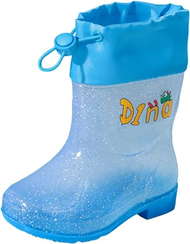 Vagbalena Bequeme bunte Regenstiefel für Kinder Cartoon-wasserdichte rutschfeste Regenschuhe für Mädchen und Jungen Outdoor-Aktivitäten rutschfeste Gummistiefel (Blau 2,25) von Vagbalena