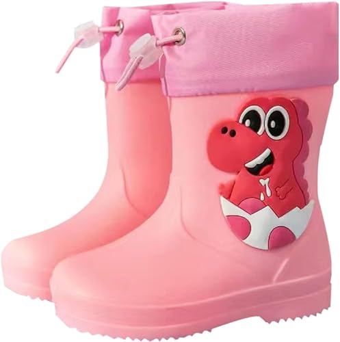 Vagbalena Bequeme bunte Regenstiefel für Kinder Cartoon-wasserdichte rutschfeste Regenschuhe für Mädchen und Jungen Outdoor-Aktivitäten rutschfeste Gummistiefel (Rosa,23) von Vagbalena