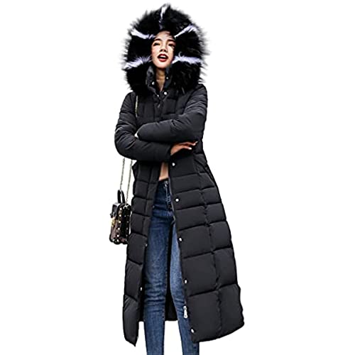 Vagbalena Damen Winter Steppjacken Kapuzen Thermo Mäntel Wintermäntel Damen Lange Parka Steppmäntel Daunenmäntel Elegante Winterjacken (Schwarz,3XL) von Vagbalena