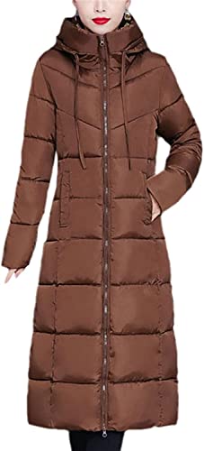 Vagbalena Damen Wintermäntel Daunenjacke Leichte Steppjacke Langer Warmer Steppmantel Mit Kapuze Thermoparka Wintermantel Eleganter Steppmantel mit Futter (Kaffee,L) von Vagbalena