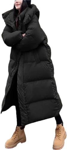 Vagbalena Frauen Winter Windproof warm Down Jacke langärmelige gepolsterte Winter-Down-Jacke mit Kapuze mit langärmeligen verdickten warmen Kapuzenjacke mit Kapuze (Schwarz,M) von Vagbalena