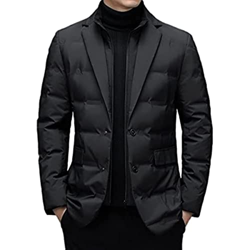Vagbalena Herren Business Casual Windjacke Daunenjacke Anzug Lässiger Blazer Lässiger einfarbiger schmaler Blazer Warmer Winterblazer Herren Daunenjacke Anzug (Schwarz,XXL) von Vagbalena