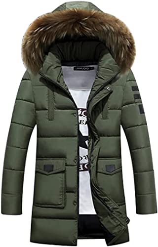 Vagbalena Herren Daunenjacke Winter Langer Steppmantel mit Kapuze Winter Casual Daunenjacke mit Kapuze Leichte Steppjacke Gefüttert Parka Warm Slim Windbreaker (Grün,L) von Vagbalena