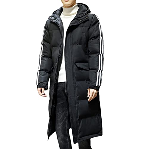 Vagbalena Herren dicke Daunenjacke Winter warme Daunenjacke lange Puffjacke Hoodie dicker Mantel Schneejacke Parka Jacke Winter Schneeblase Mantel (Schwarz,S) von Vagbalena