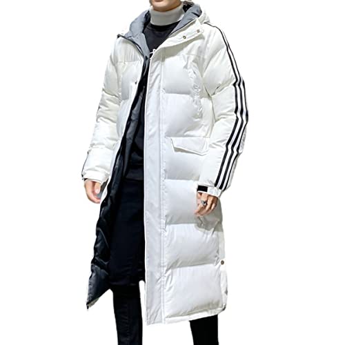 Vagbalena Herren dicke Daunenjacke Winter warme Daunenjacke lange Puffjacke Hoodie dicker Mantel Schneejacke Parka Jacke Winter Schneeblase Mantel (Weiß,L) von Vagbalena