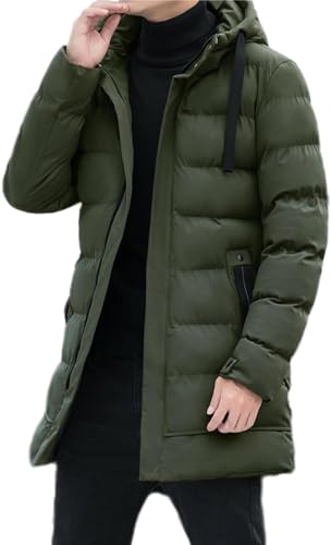Vagbalena Herren Langer Daunenmantel Warmer Leichter Mantel mit Kapuze warme Gesteppte Jacke wasserdichte Kältejacke Daunenjacke mit verdicktem Schneejacke. (Armee grün,L) von Vagbalena