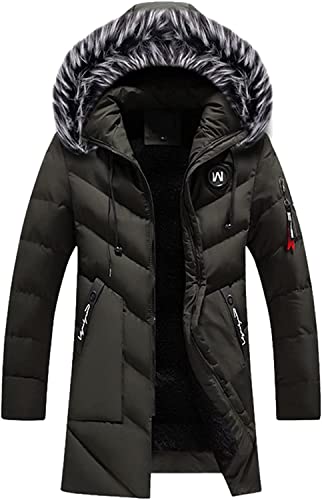 Vagbalena Herren-Winterjacke mit Kapuze Warmer Mantel verdickter Plus-Kaschmir-Schwerer Wintermantel verdickter Regenmantel mit Kapuze verdickte warme Daunenjacke (Grün,XXL) von Vagbalena