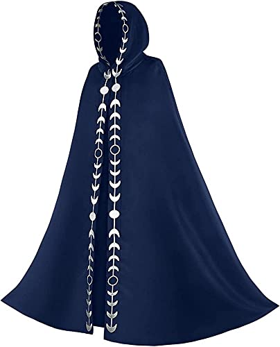 Vagbalena Herren und Damen Mittelalter Renaissance Kapuzenmantel Gothic Hexe Hexenmantel Umhang Kapuzenmantel Party Halloween Rollenspiel Kostüm (Blau,M) von Vagbalena