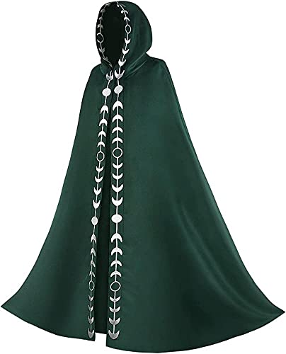 Vagbalena Herren und Damen Mittelalter Renaissance Kapuzenmantel Gothic Hexe Hexenmantel Umhang Kapuzenmantel Party Halloween Rollenspiel Kostüm (Grün,S) von Vagbalena