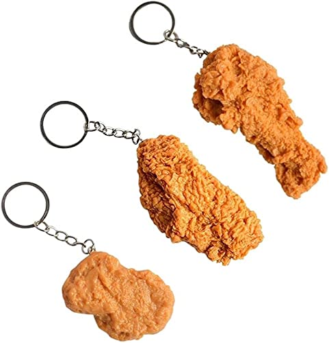 Vagbalena Imitation Food Schlüsselanhänger Fried Chicken Legs Chicken Wings Chicken Nuggets Schlüsselanhänger Zubehör Männer Frauen Cute Food Anhänger Schlüsselanhänger Geschenke (3pcs,Eine größe) von Vagbalena