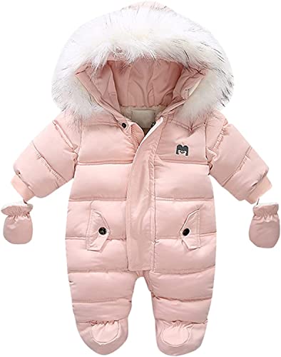 Vagbalena Mädchen Baby Jungen Overall Pullover Jacke Winter verdickter Hoodie Warmer Kapuzenmantel Jacke Overall Schneeanzug Overall verdickte Hose Jungen (Rosa,66) von Vagbalena