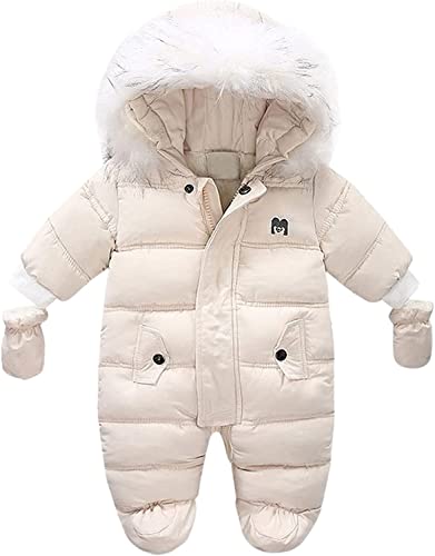 Vagbalena Mädchen Baby Jungen Overall Pullover Jacke Winter verdickter Hoodie Warmer Kapuzenmantel Jacke Overall Schneeanzug Overall verdickte Hose Jungen (Weiß,80) von Vagbalena