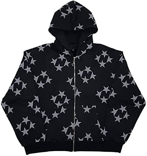 Vagbalena Männer Frauen Punk Jacke Zipper Hoodie Gothic Schädel Käfig Muster Y2K Harajuku Neuheit Sweatshirt Frauen Strass Y2K Spinne Skelett Hoodie (Schwarz 1,L) von Vagbalena