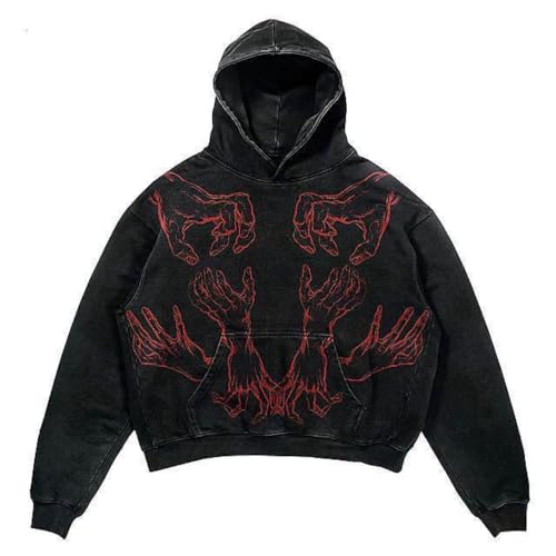 Y2k Sweatshirt Unisex Street Hoodie Damen neues Sweatshirt übergroßes Loose Top Paar Street Gothic New Lose American Hoodie (Stil 3,XXL) von Vagbalena