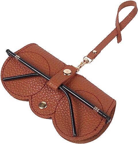 Weiche Leder Sonnenbrillen Tasche Leder Brillenetui Halter tragbar tragbare ultra dünne Reise-Sonnenbrillen Tasche weiche Brillen Tasche Handgelenk Brillen Tasche (Eine Größe,Braun) von Vagbalena