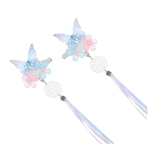 Vaguelly 1 Paar Hanfu-Kopfbedeckung Band silberne Haarspangen Kimono-Haarspange Männer chinesen khimar hijab Kinderhaarnadeln han chinesische kleidung haarklemme Metall Acryl Blue von Vaguelly