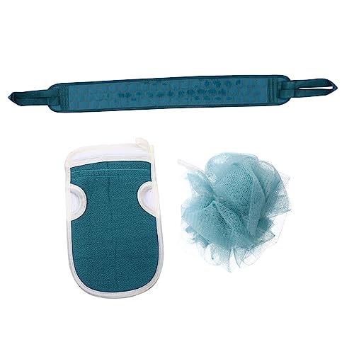 Vaguelly 1 Satz 3 Stück Handschuhe schrubben -Waschlappen Duschrückseitenreiniger exfoliating glove exfoliate gloves Badetuch mit Rückenstreifen Rückenziehendes Handtuch Pflanzenfasern von Vaguelly