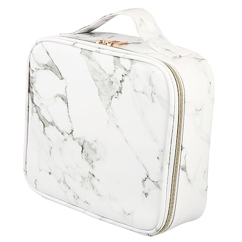 Vaguelly 1 Stück Kosmetikkoffer aus Marmor Zug Klare Reise-Kulturtasche Make-up-Organizer Kosmetiktasche Portable pinselaufbewarung Fach speicherorganisator Toilettenbeutel Metall Weiß von Vaguelly