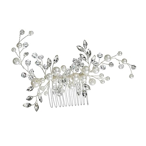 Vaguelly 1 Stück Perlenkamm Haarschmuck Für Die Braut Dekorativ Braut Haarkamm Exquisites Haaraccessoire Haarkamm Für Frauen Brauthaarversorgung Brautkopfschmuck Aus Strass Legierung Silver von Vaguelly