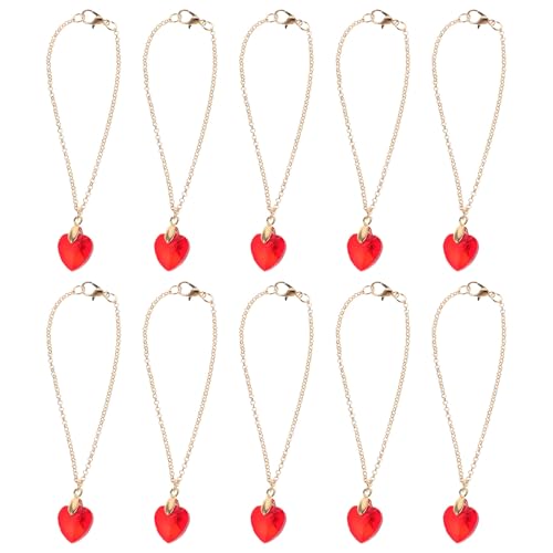 Vaguelly 10 Stück Puppenzubehör Schmuck Miniatur-Herzketten für Mädchenpuppen Kinder Rollenspiel Schmuck Dekorative Kostümkleid Halskette für kleine Mädchen Partygeschenk von Vaguelly