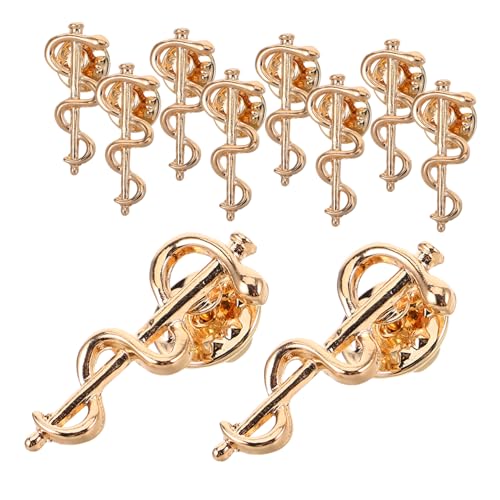 Vaguelly 10 Stück Schlange Broschen aus Langlebiger Legierung Medizinisches Caduceus Design Symbolischer Anstecker für Ärzte Krankenschwestern Kostüm und Mantel Edles für Berufskleidung von Vaguelly