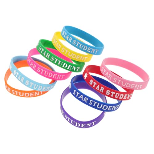Vaguelly 10 Stück Teiliges Bunte Silikon Stern Schüler Armbänder Farbenfrohe Belohnung für Klassenraum Motivierende Lehrer Anerkennung Trendige Schüler Schmuck für Schule und Sport von Vaguelly