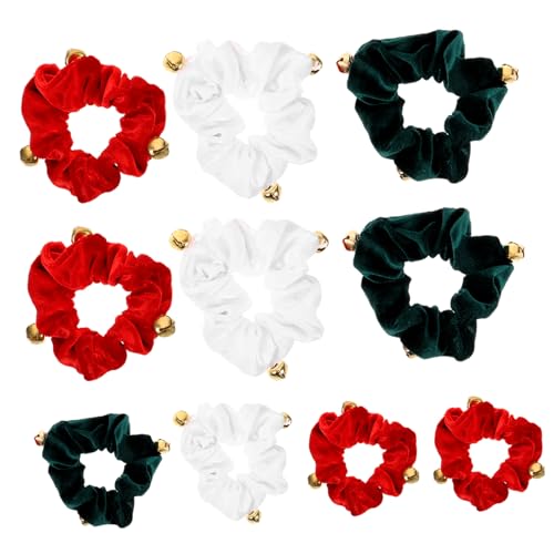 Vaguelly 10 Stück Teiliges Elastische Weihnachts Haargummis mit Weichem Plüsch Festigend und Langlebig Modischer Festtags Haarschmuck für Damen für Party und Urlaub Stilvolle Designs von Vaguelly