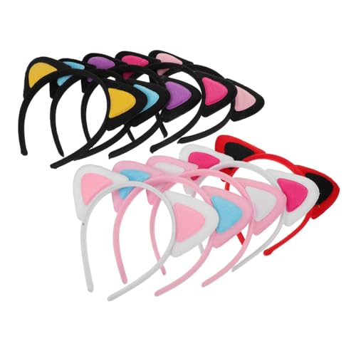 Vaguelly 10 Stück Teiliges Plüschige Katzenohren Haarreife für Erwachsene Weiches Hautfreundliches Kunstpelz stirnband Elastisch für Sicheren Sitz für Cosplay Karneval und Fasching von Vaguelly