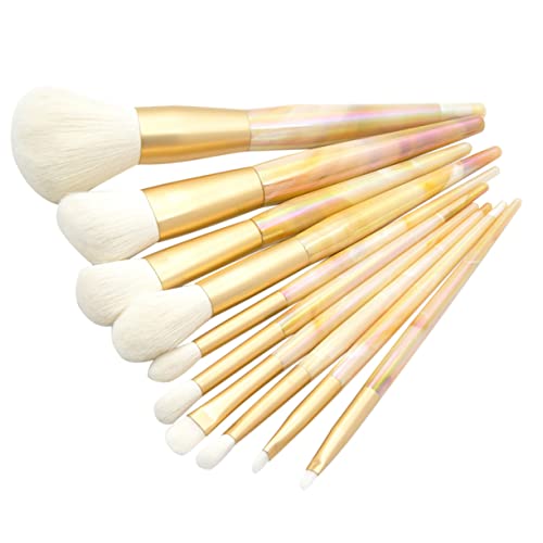 Vaguelly 10 Stück Teiliges Professionelles Kosmetikpinsel mit Marmoroptik Kunststoffgriff Vielseitige Make Up Pinsel für Gesichtspuder Lidschatten Foundation Einfach zu Reinigen für Makeup von Vaguelly