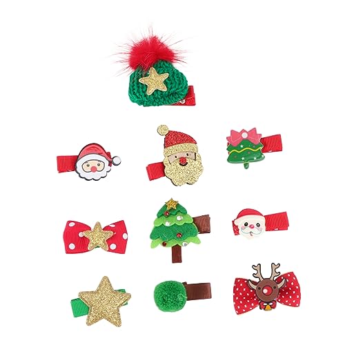 Vaguelly 10 Stück Teiliges Weihnachts Haarspangen Set für Bunte Cartoon Haarschmuck Komfortabel und Festlich für Party und Festliche Anlässe Niedliche Haarnadeln für Mädchen von Vaguelly