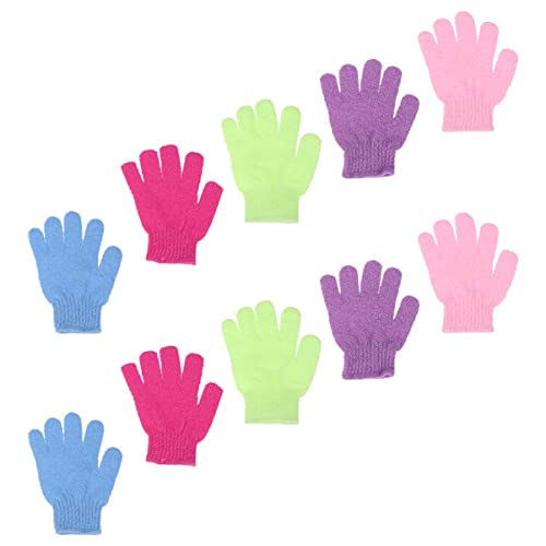 Vaguelly 10Stücke Dusch Peeling Handschuhe aus Multifunktionale Badehandschuhe für Sanfte Körperreinigung und Peeling für Männer und Gemischte Farben von Vaguelly