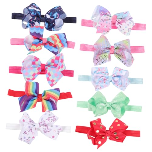 Vaguelly 10stücke Teiliges Haarband Mit Schleifen Elastische Junge Mädchen Kopfbedeckung Für Mädchen Buntes Design Mit Einhorn Regenbogen Und Flamingo Für Partys Und Alltag von Vaguelly
