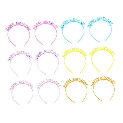 Vaguelly 12 Stück Teiliges Geburtstag Stirnband Buchstaben Design Farbenfrohe Party Haarreifen Hautfreundlich Langlebig für Geburtstagsfeier Zubehör von Vaguelly