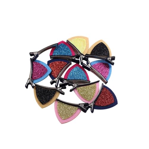 Vaguelly 12 Stück Teiliges Katzenohren Haarspangen für Mädchen Doppelseitig Rutschfest mit Alligatorclip Bunte Haarschmuck für Alltag Party Cosplay und Besondere Anlässe von Vaguelly