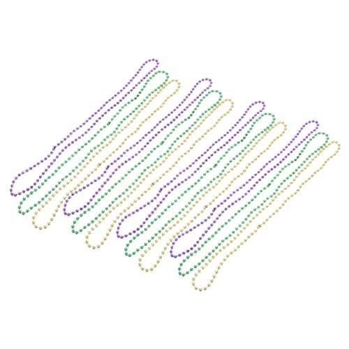Vaguelly 12stücke Teiliges Mardi Gras Perlenkette in Gold Violett Und Grün Lang Kostümzubehör Für Karneval Und Festlichkeiten von Vaguelly