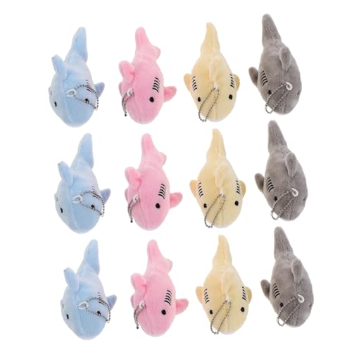 Vaguelly 12 Stück Teiliges Mini Plüsch Hai Anhänger Kuschelige Tier Schlüsselanhänger und Bag Charms für Rucksack Handtasche Geschenkbeutel Leicht Befestigbar Meer Party Favors Farblich von Vaguelly