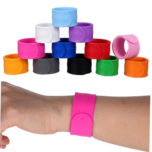 Vaguelly 12 Stück Teiliges Silikon Slap Armband Bunte Wiederverwendbare Schnapparmbänder für Kindergeburtstag Mitgebsel Party Deko Vielseitig Verwendbar als Geschenkfüllung und Modeschmuck von Vaguelly