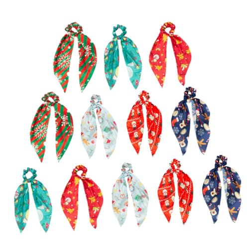 Vaguelly 12 Stück Teiliges Weihnachts Haarband mit Elastischen Langlebigen Haargummis Weihnachtliches Design Verschiedenen Farben Praktische Ponytail Haarschmuck für Damen Geeignet für von Vaguelly