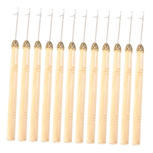 Vaguelly 12stücke Häkelnadeln Für Haare Dreadlocks-werkzeug Perücken-flechtwerkzeuge Haarwebwerkzeuge Perücken-haarwerkzeuge Mit Holzgriff Für Einfache Handhabung von Vaguelly