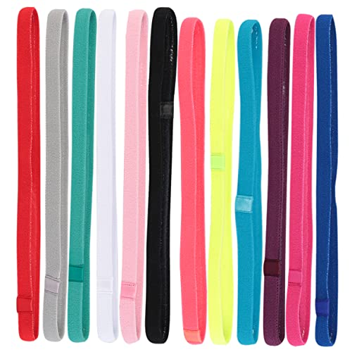 Vaguelly 12stücke Yoga-haarbänder in Bonbonfarben Sport-kopfbedeckung Anti-rutsch-schweißband Outdoor-stirnband Elastisches Stirnband Verstellbares Design Weiches Material von Vaguelly