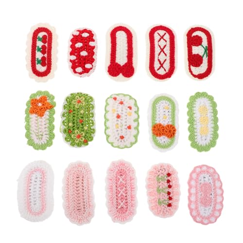 Vaguelly 15 Stück Teiliges Niedliche Gestrickte Haarspangen mit Blumenmuster Weiche Rutschfeste Haarclips für Mädchen Robuste Snap-barrettes Vielseitig für Party Schule und Alltag Geeignet von Vaguelly