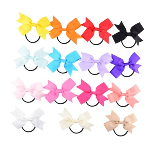Vaguelly 16 Stück Teiliges Haarschleifen für Mädchen Bunte Ripsband Haargummis mit Schleifen Elastische Pferdeschwanzhalter Farbenfrohe Haarschmuck Accessoires für Alltag Party und Schule von Vaguelly