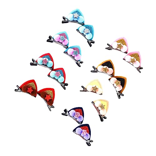 Vaguelly 16 Stück Teiliges Haarspangen mit Glitzernden Katzenohren Süße Cat Ear Haarschmuck Clips mit Kleinen Bällen Langlebig und Leicht für Mädchen Party Alltag und Karneval von Vaguelly