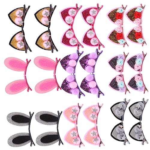 Vaguelly 18stücke Katzenohren Haarschmuck Haarspange Hasenohr-kopfbedeckung Kinderkopfschmuck Katzenohr-haarnadeln Haarschmuck Zubehör Für Mädchen von Vaguelly