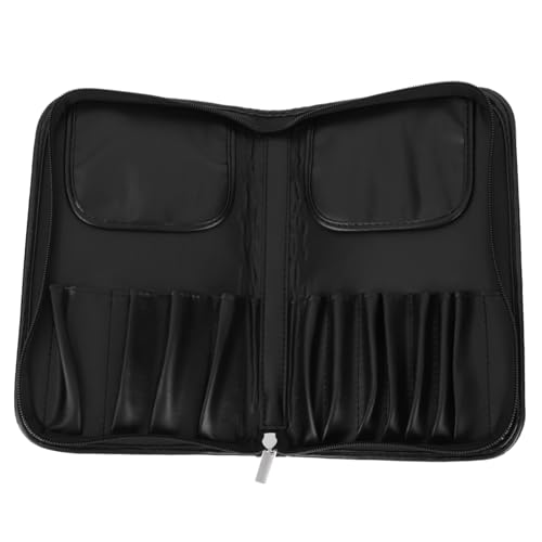 Vaguelly 1stück Make-up Pinsel Tasche Pu Aufbewahrung Für Damen Schwarz Mit Fächern Für Make-up Utensilien Und Praktisch Für von Vaguelly