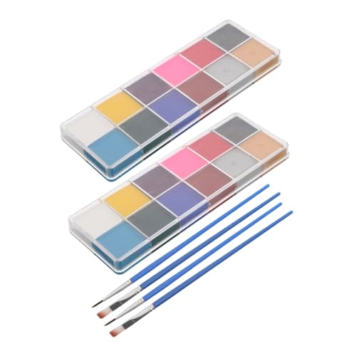 Vaguelly 2 Boxen Körperfarbe Clown Make Up Frauen Cosplay Make Up Kit Aquarell Palette Gesichtsfarbe Farbe Gesichtsbemalung Zubehör Körperkunst Gesichtsbemalung von Vaguelly